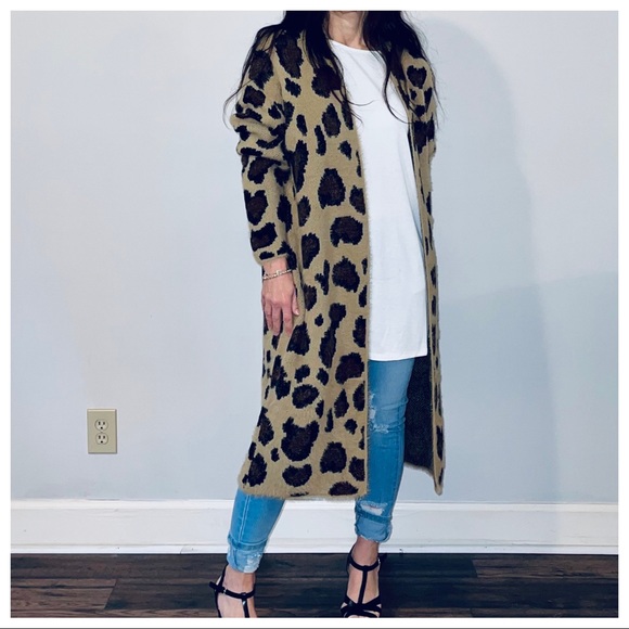 Chic sweater knit animal print soft long cardigan - Picture 6 of 6